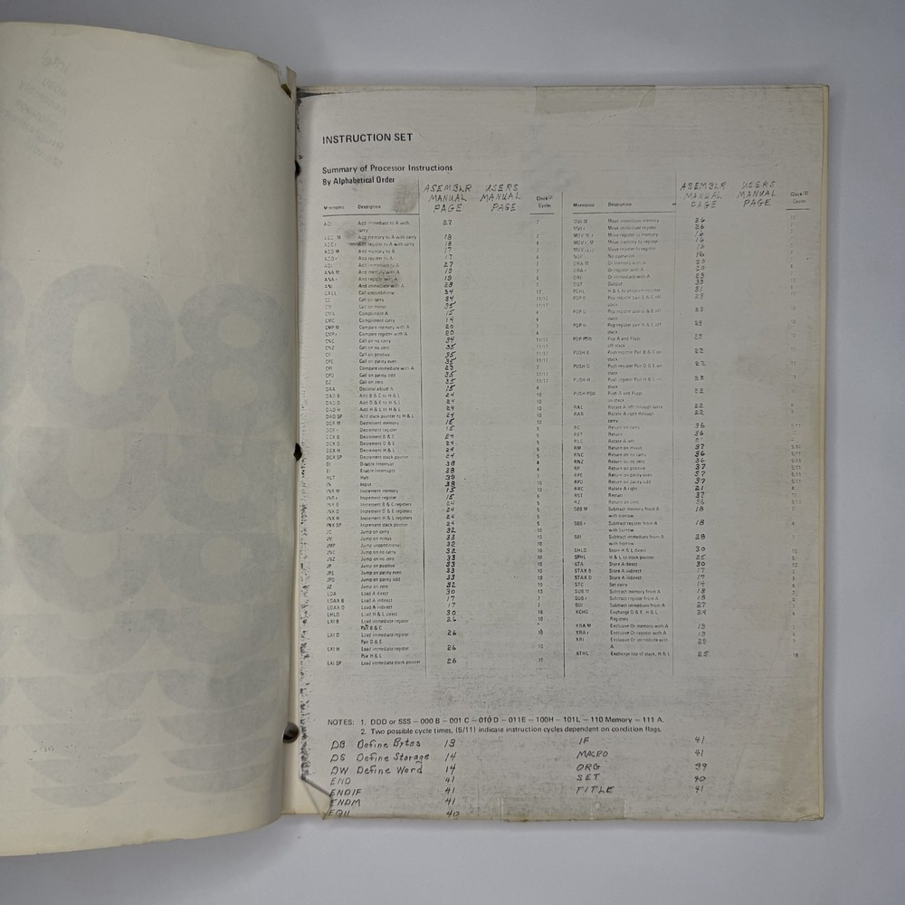 Vintage 1976 Intel 8080 Assembly Language Programming Manual Rev. C RARE