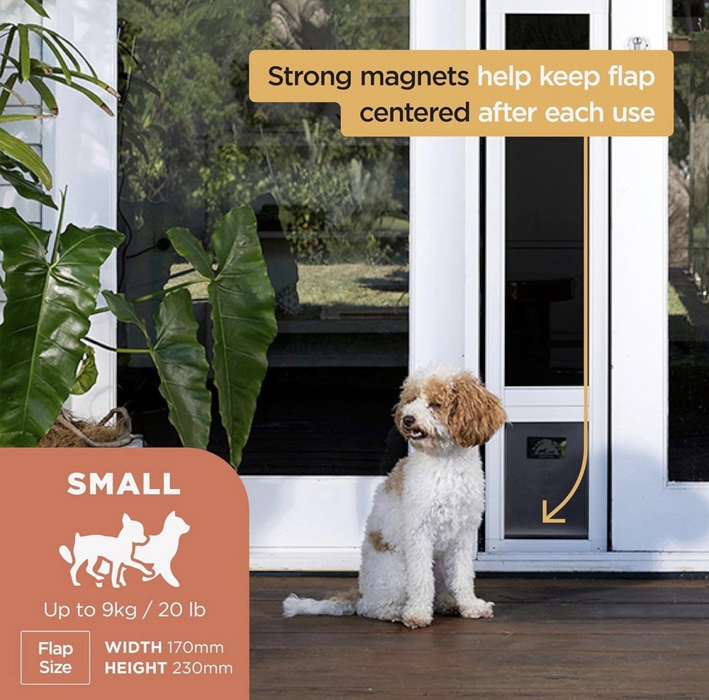 Hakuna Pets V2 Patio Pet Door Screen Insert Panel for Sliding Doors, Small-White