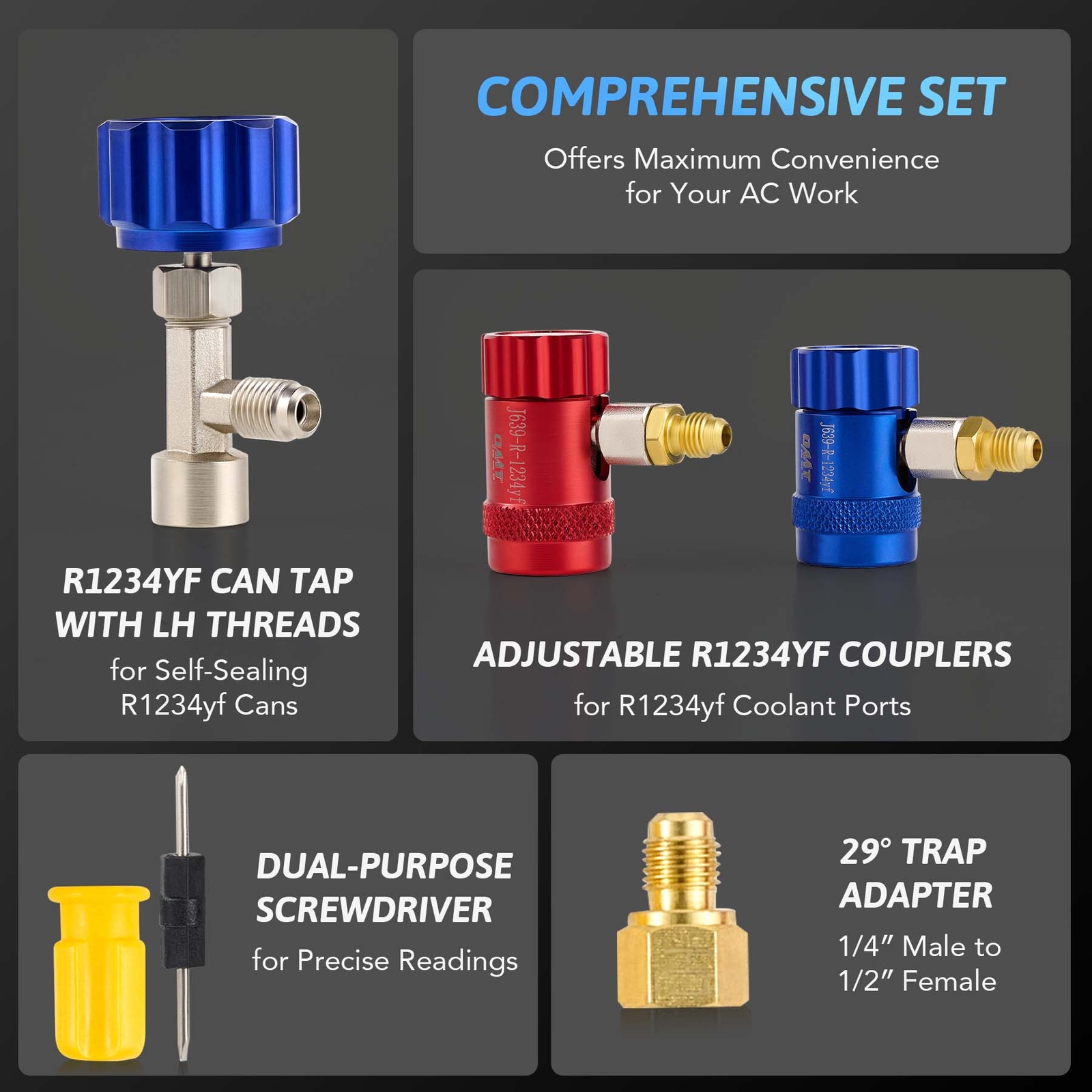 3 Way Air Conditioner Diagnostic Manifold Gauge Set For R1234yf Freon Charging
