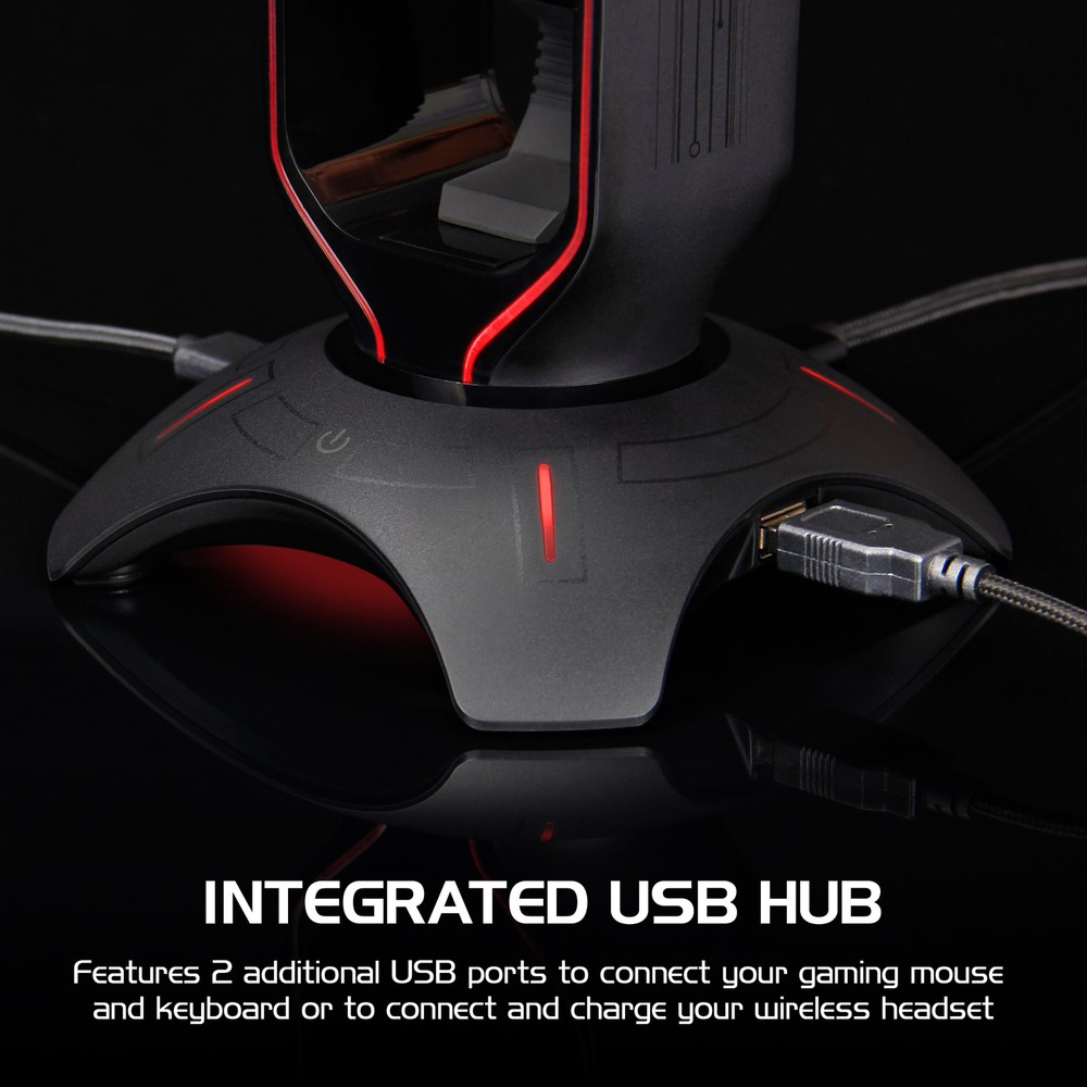 Gaming Headset Stand - LED Headphone Hanger with Mouse Bungee