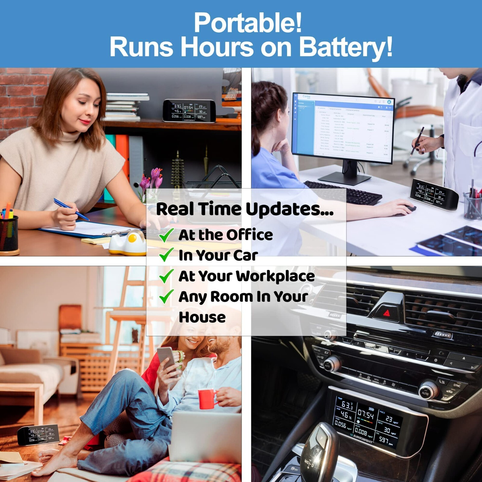 AirKnight 9-in-1 Indoor Air Quality Monitor Indoor Portable CO2 Monitor NEW