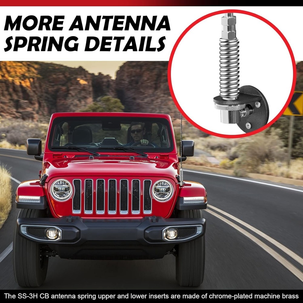 Flexible CB Antenna Spring for Mobile Vehicles - Fits Standard 3/8" Threads