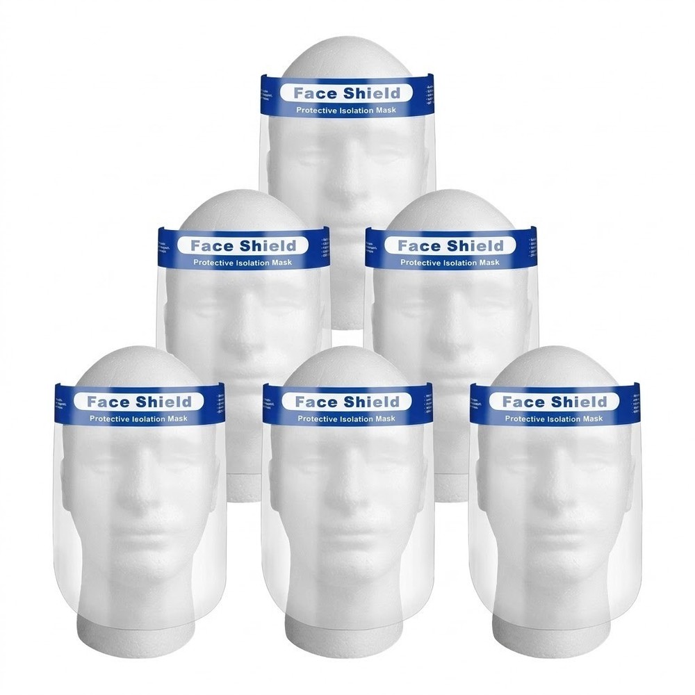 12-Pack Elastic Plastic Face Shield – Protective Safety Gear for Adults