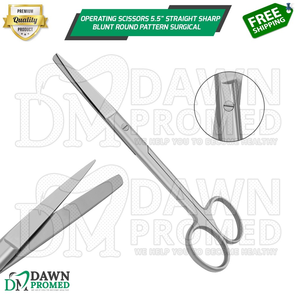 Operating Scissors 5.5" Straight Sharp Blunt Round Pattern Surgical Instruments