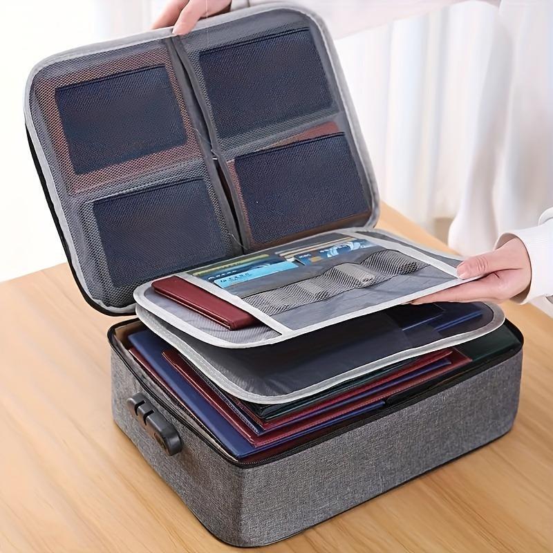 Multi-layer Large Capacity File Bag Password Briefcase Document Storage Bag