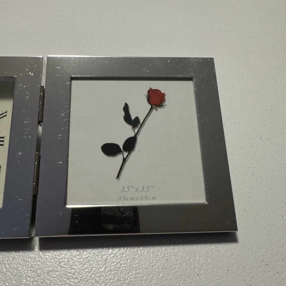 Mirrored Hinged Table Mantel Clock Photo Frame Working No Battery