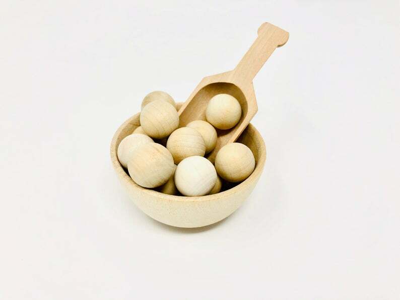 5- 2.5" Natural Wood Bowls Wooden- Kitchen Accessories Toy Kitchen Kids Wooden