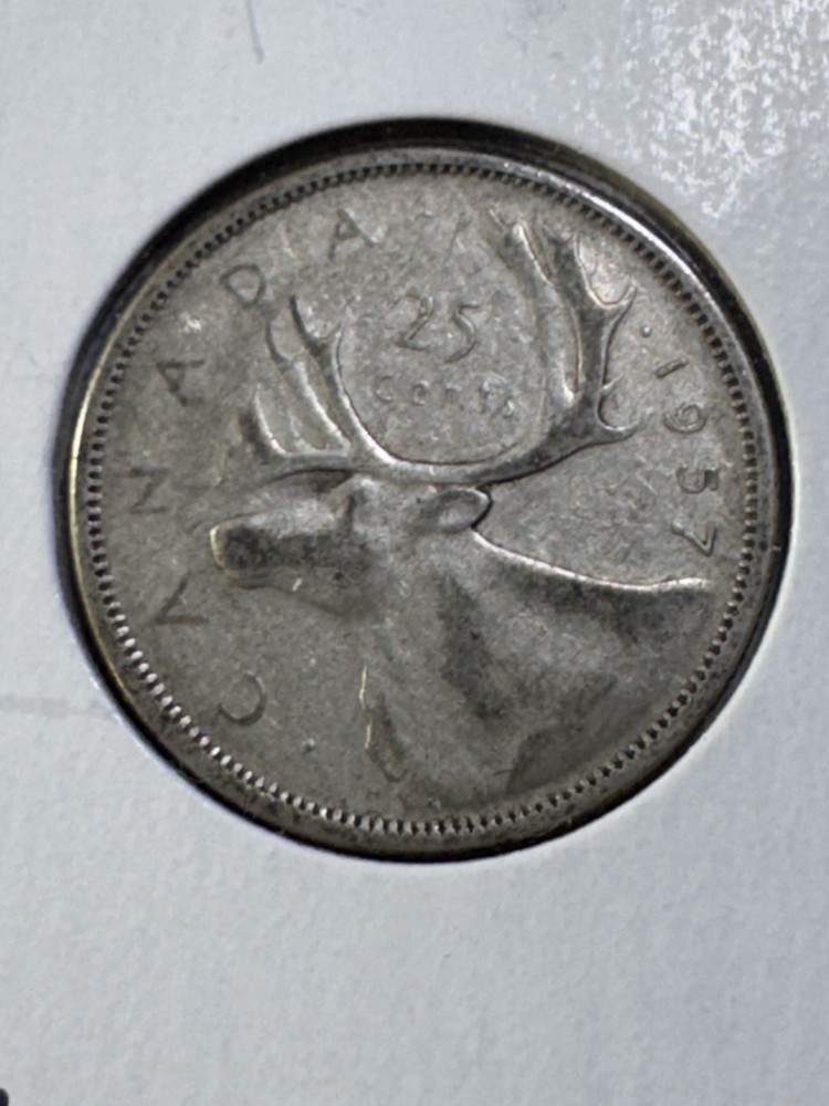 1957 Canada 25 Cents Silver Coin