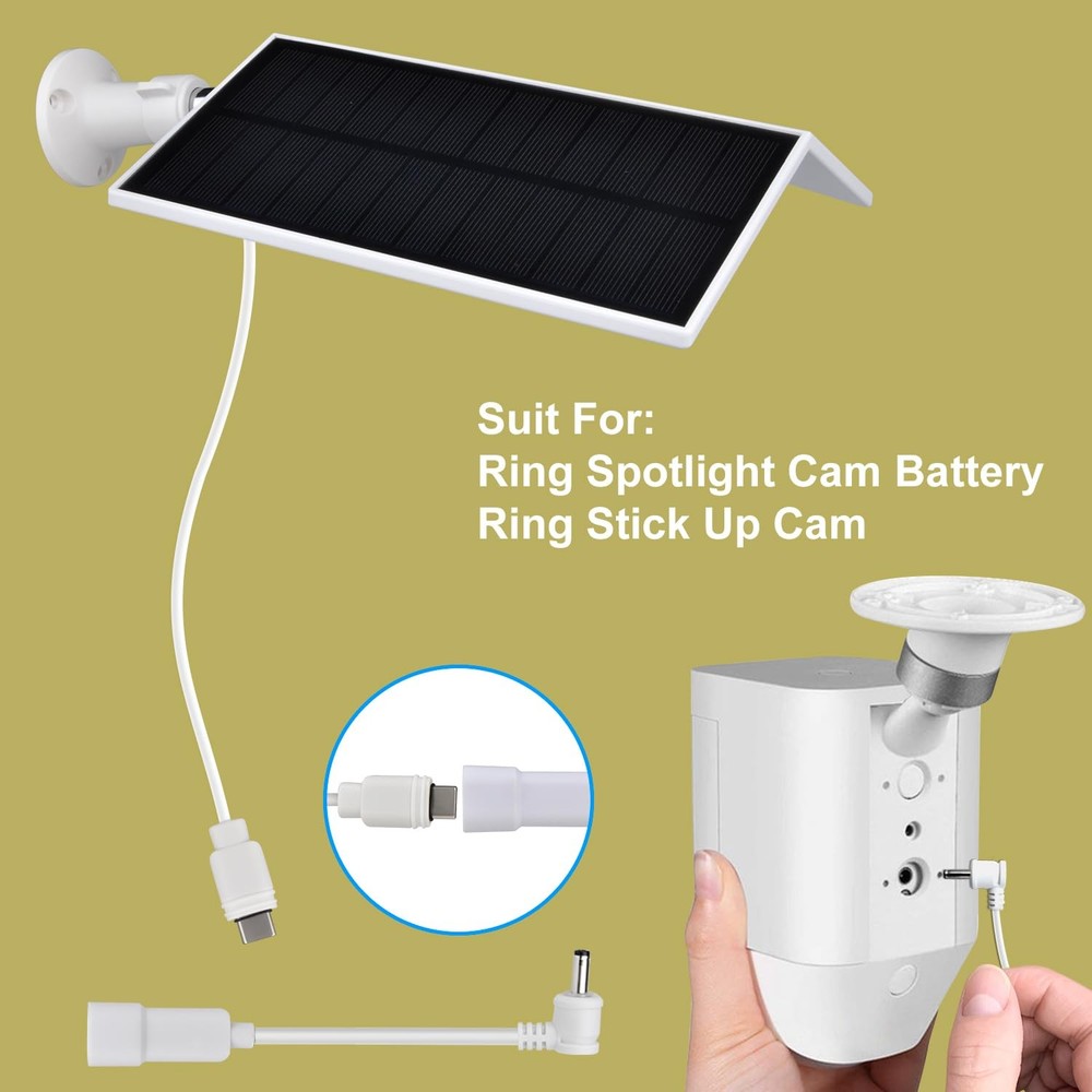 Solar Panel for Ring Camera Spotlight Cam Plus/Pro(Battery) & Stick Up Cam/Pr...