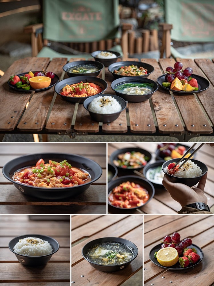 CAMPING MOON Tableware Camping Plate Stainless Steel Tableware Set with Canvas C