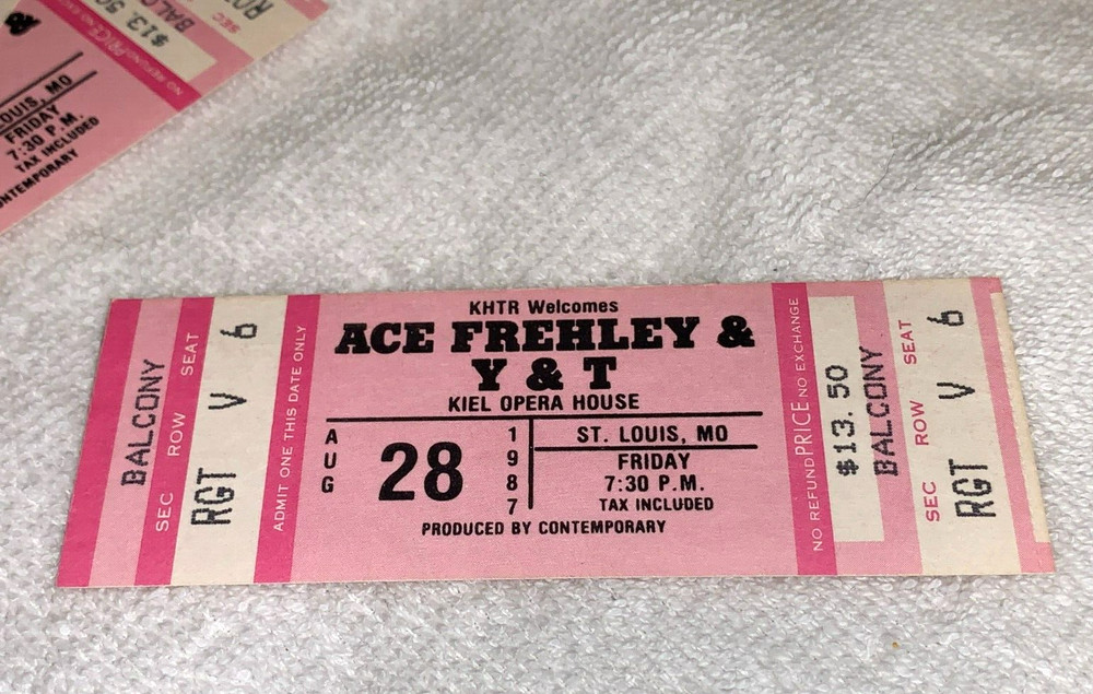 ACE FREHLEY UNUSED 1987 CONCERT TICKETS KISS KIEL OPERA HOUSE ST LOUIS USA Y & T
