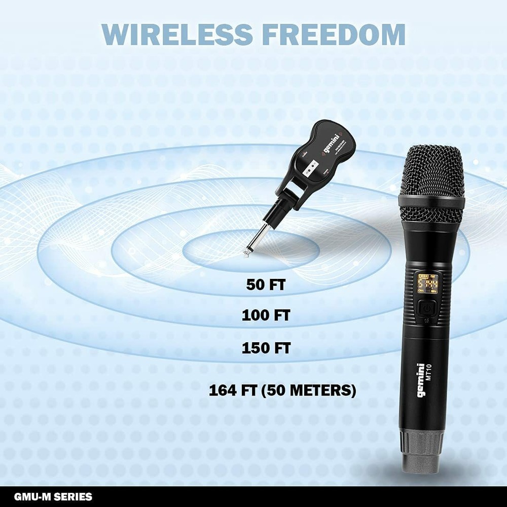 Gemini UHF Plug & Sing Karaoke DJ Wireless Microphone System