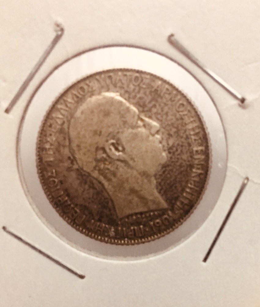 1draxmas Crete-greece 1901 Silver Coins