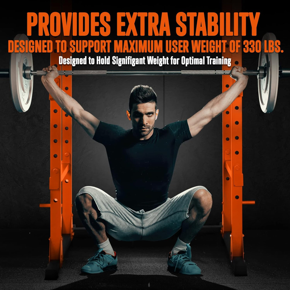 Adjustable Squat Rack Stand - Barbell Rack with Safe Locking System, Landmine At