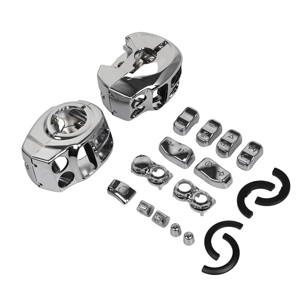 Chrome Handlebar Control Switch Housing Cap Button For Harley Road King 2014-23