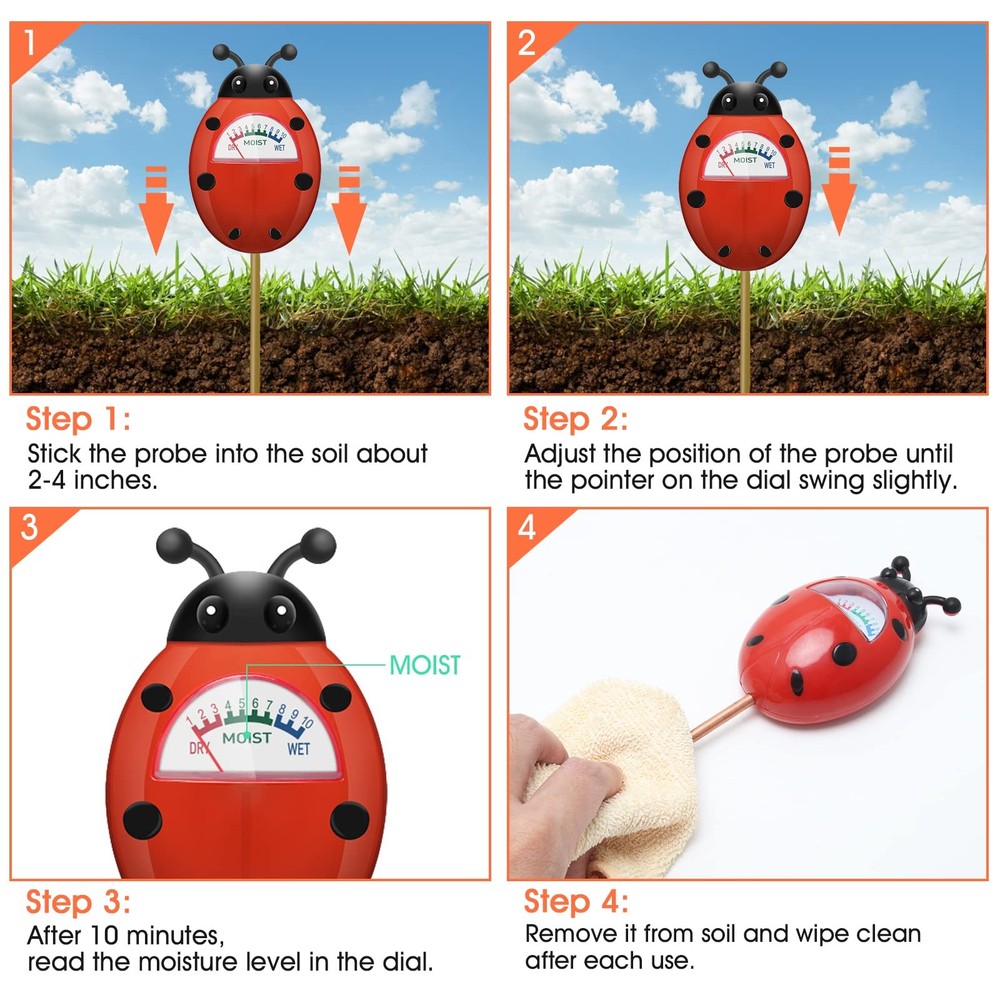 UNIWA Soil Moisture Meter, Plants Gardening 1Pack, Red 1Pack