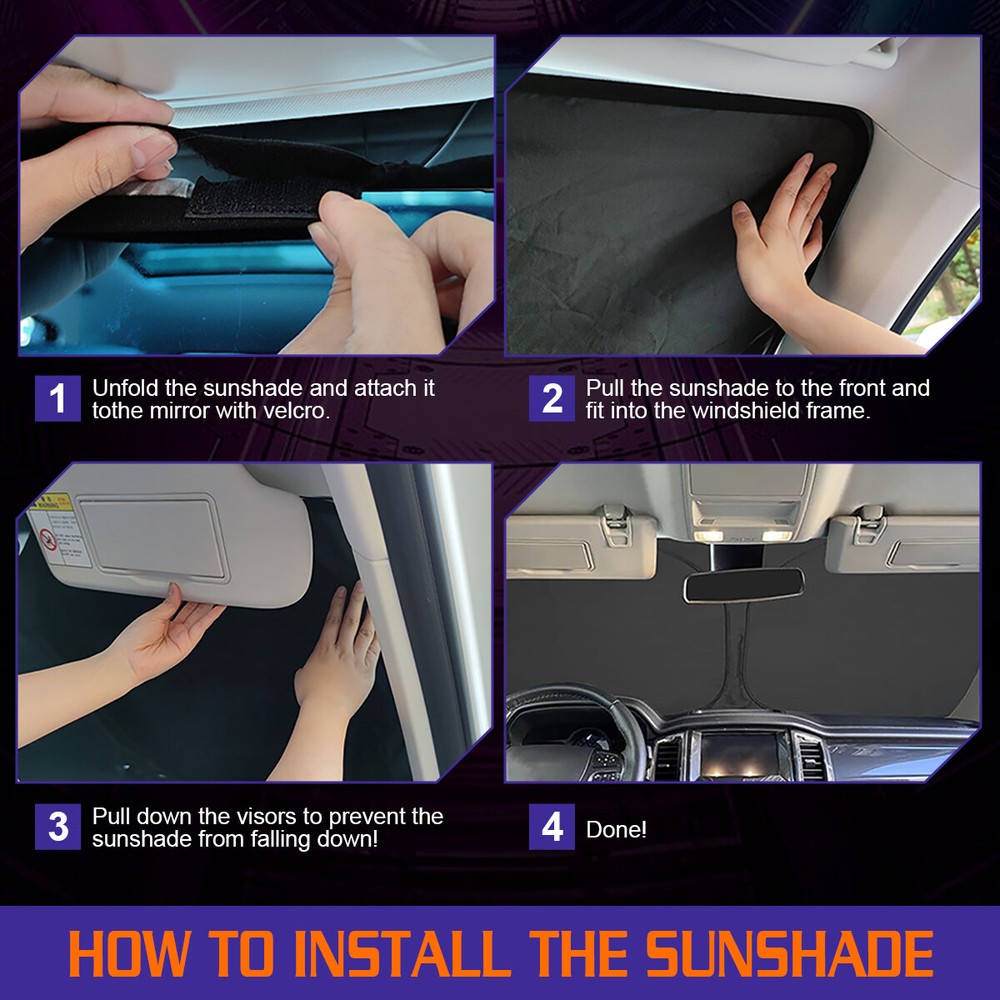 For Ford F250 2017 Windshield Sun Shade Front Window Cover Car Visor Foldable