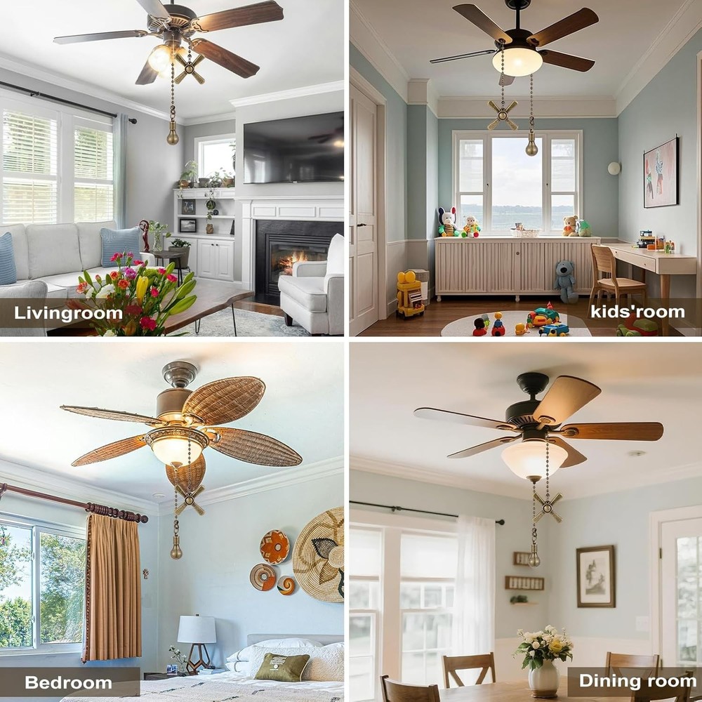 Ceiling Fan Pull Chain Ornaments, 13.6 Inches Fan Pulls Extension Chains Set, De