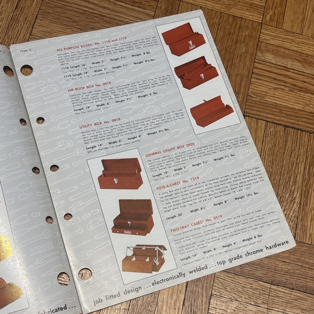 Vintage DUPLEX TOOL BOXES Vendor Brochure - Pendleton Tool - DU 601-7105