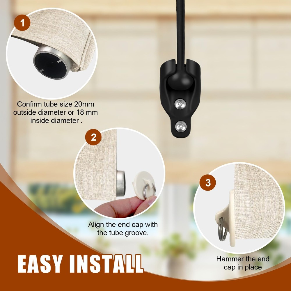 Coolaroo Replacement Part Roller Shade Hardware Bungee Kit and End Cap Tie Do...