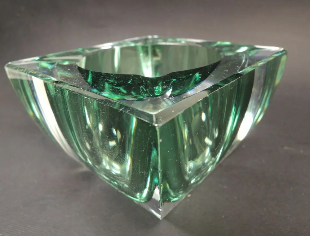 Val St Lambert Heavy Modern Glass Ashtray