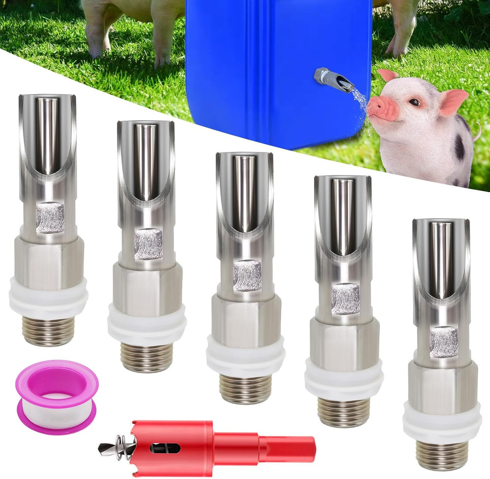 Pig Nipple Waterer for Barrel Kit Automatic System 1/2 Inch Hog Waterer Drinker