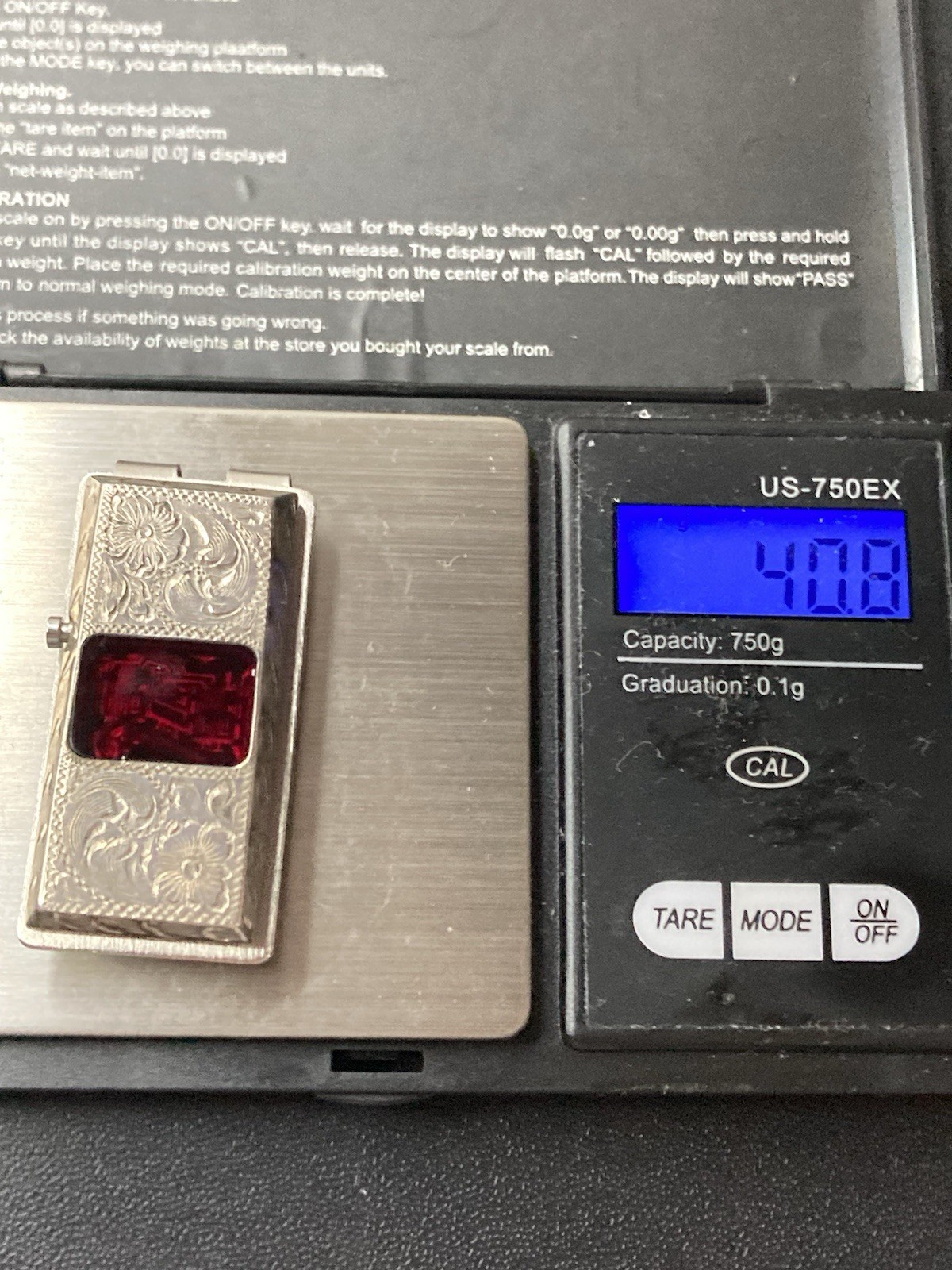 DIABLO~Sterling Silver Money Clip 2"x1”(40 grams) “GAMBOLEER”~USA Hand Engraved