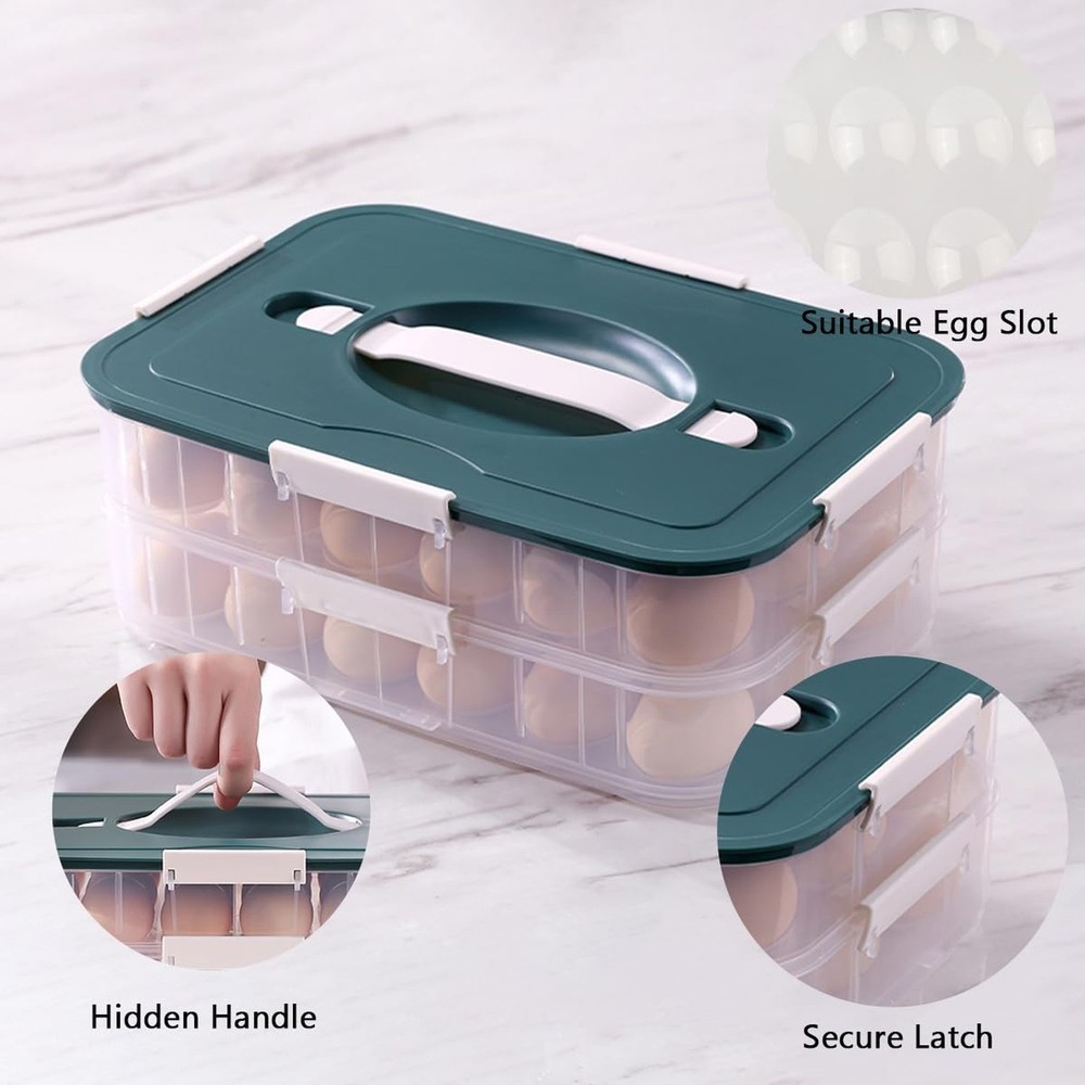 2 Layer Deviled Egg Containers with Lid, 36 Slots Deviled Egg Tray Carrier wi...