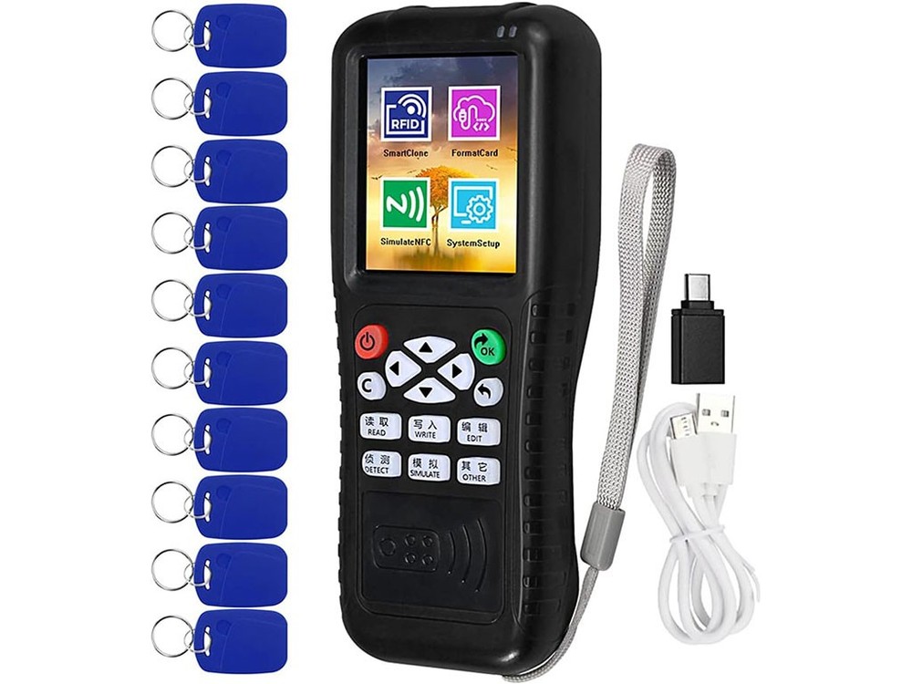 JASUGKEY MULTI FREQUENCIES RFID CARD PROGRAMMER DUPLICATOR BLACK JASAG-10+X100