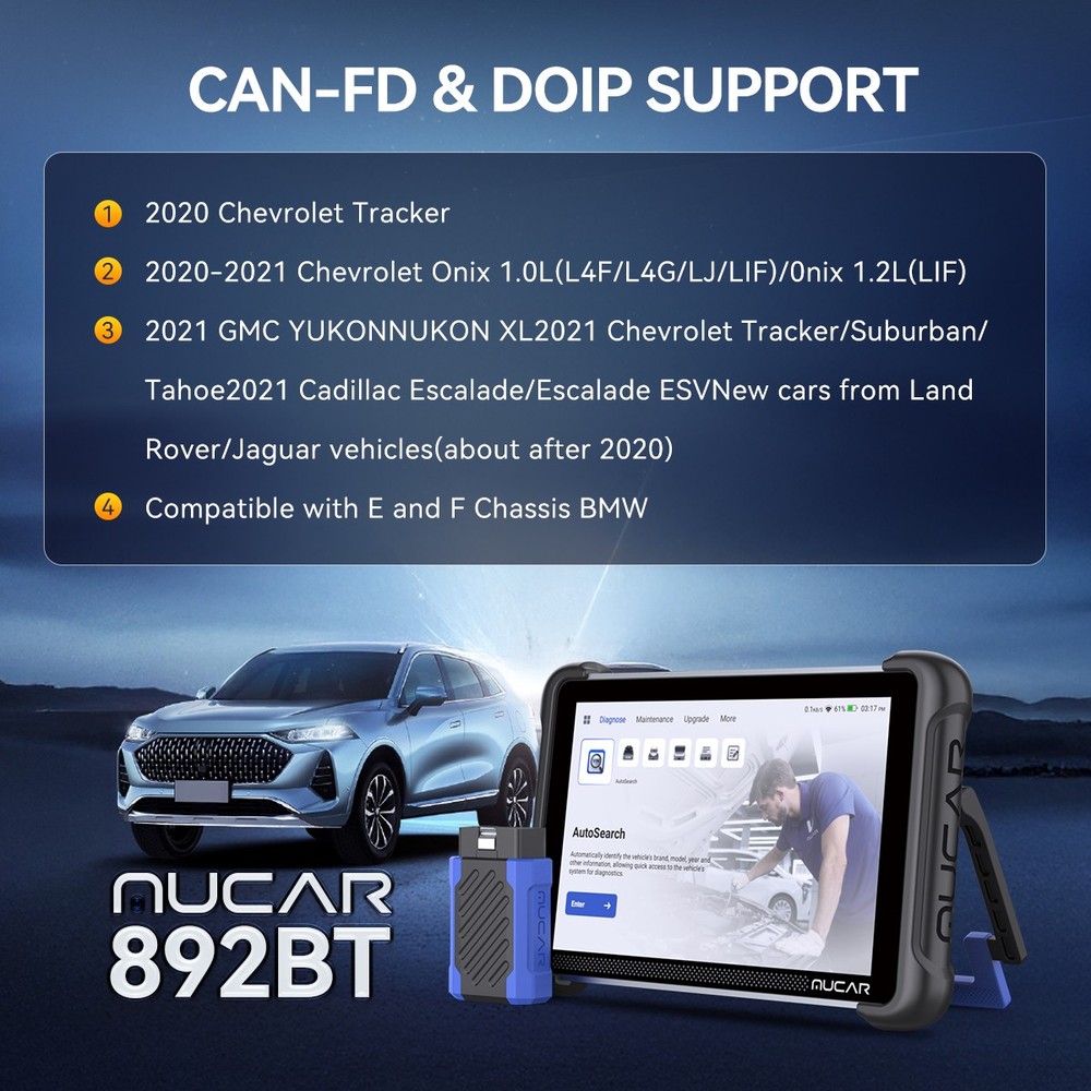 MUCAR 892BT Extension Tools Car TPMS K'ey Programmer Bidirectional Scanner Free