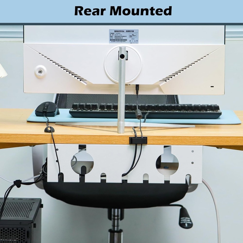 Under Desk Cable Management Tray 2 Pack White, Cable Management Under Table....