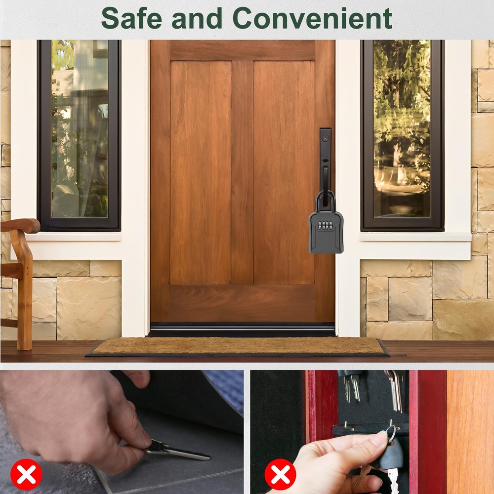 Key Lock Box，Portable Waterproof 4 Digits Combination Lockbox with Removable ...
