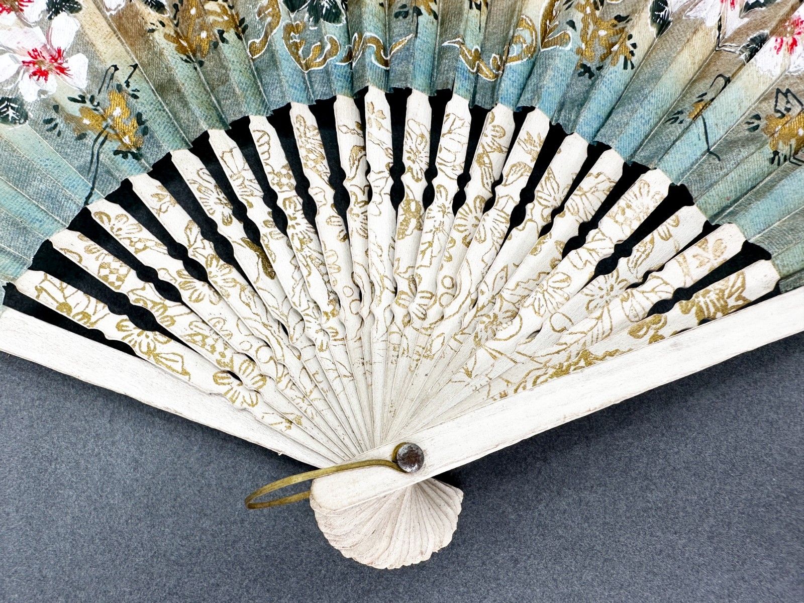 Singer Sewing Advertising Fan Antique Hand Painted Washi Japan 1921-1930