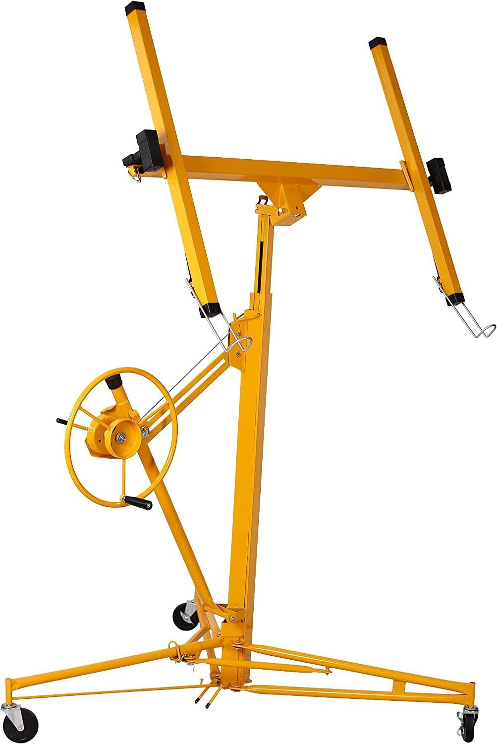 11FT Drywall Lift Panel Rolling Hoist Jack Lifter with Telescopic Arm and Caster