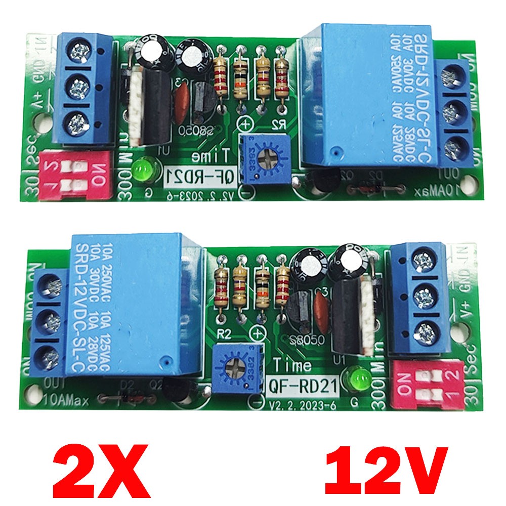 2x DC12V Adjustable Time Delay Timing Timer Relay Switch Turn ON/OFF Modules USA