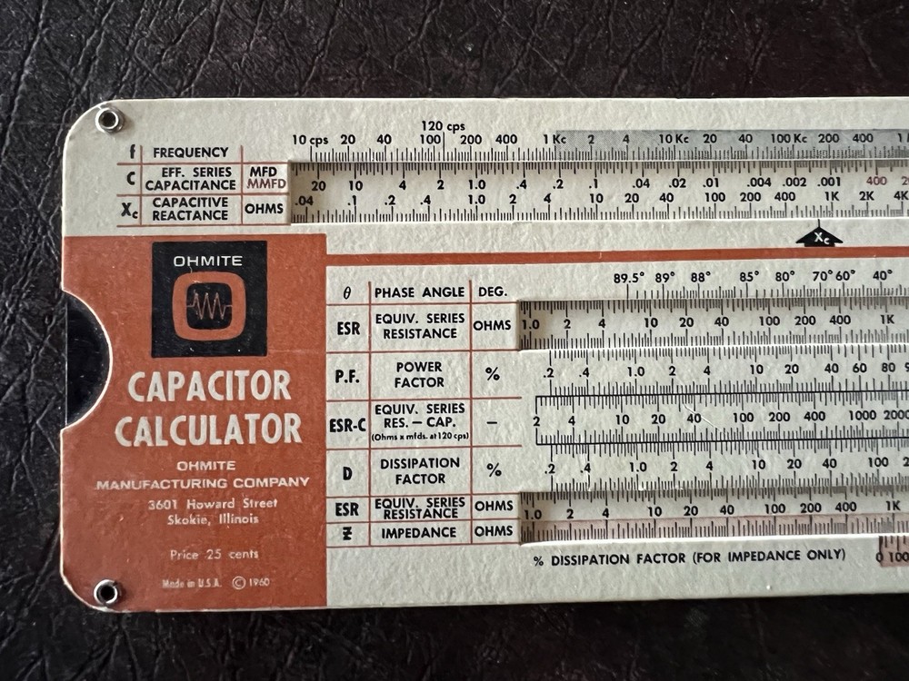 Vintage 1960’s Ohmite Capacitor Calculator