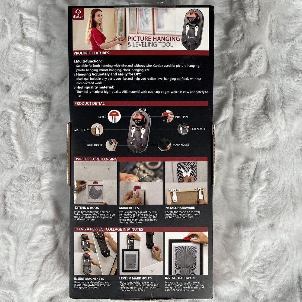 Saker Picture Hanging & Leveling Tool Multi-Function No Measuring Wall Hanger