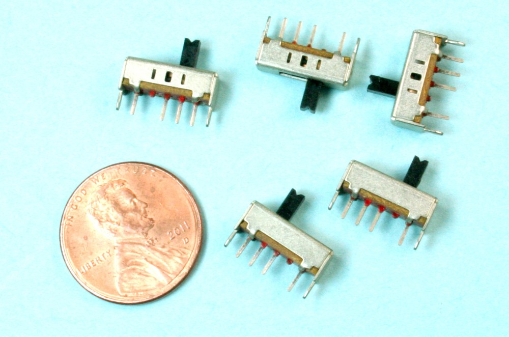 12pcs Miniature Slide Switches (tiny)  3 positions, pcb mounting