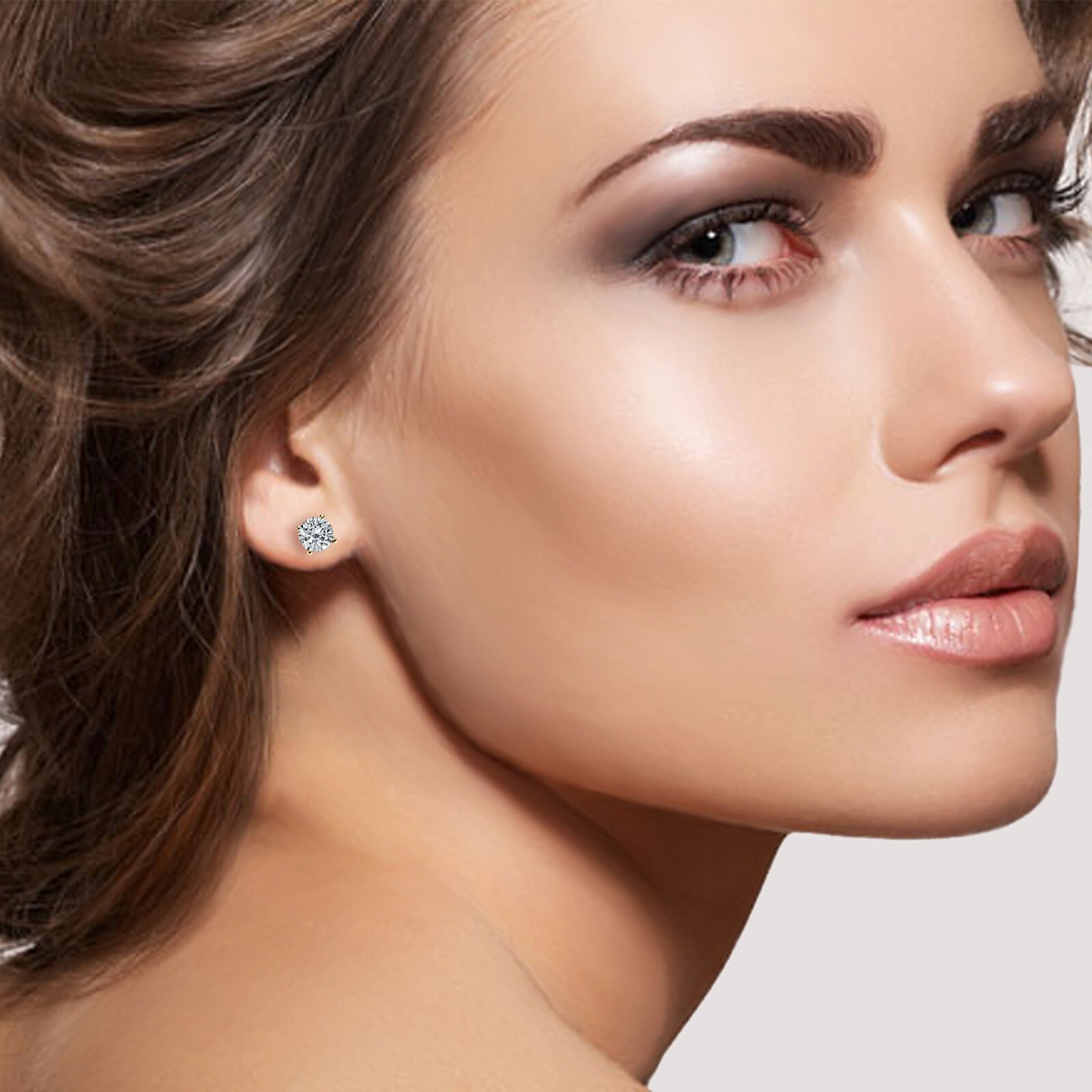 ​4 Ct Moissanite Studs 14K Yellow Gold 8mm Round VVS1/D GRA Certified Gift Ready