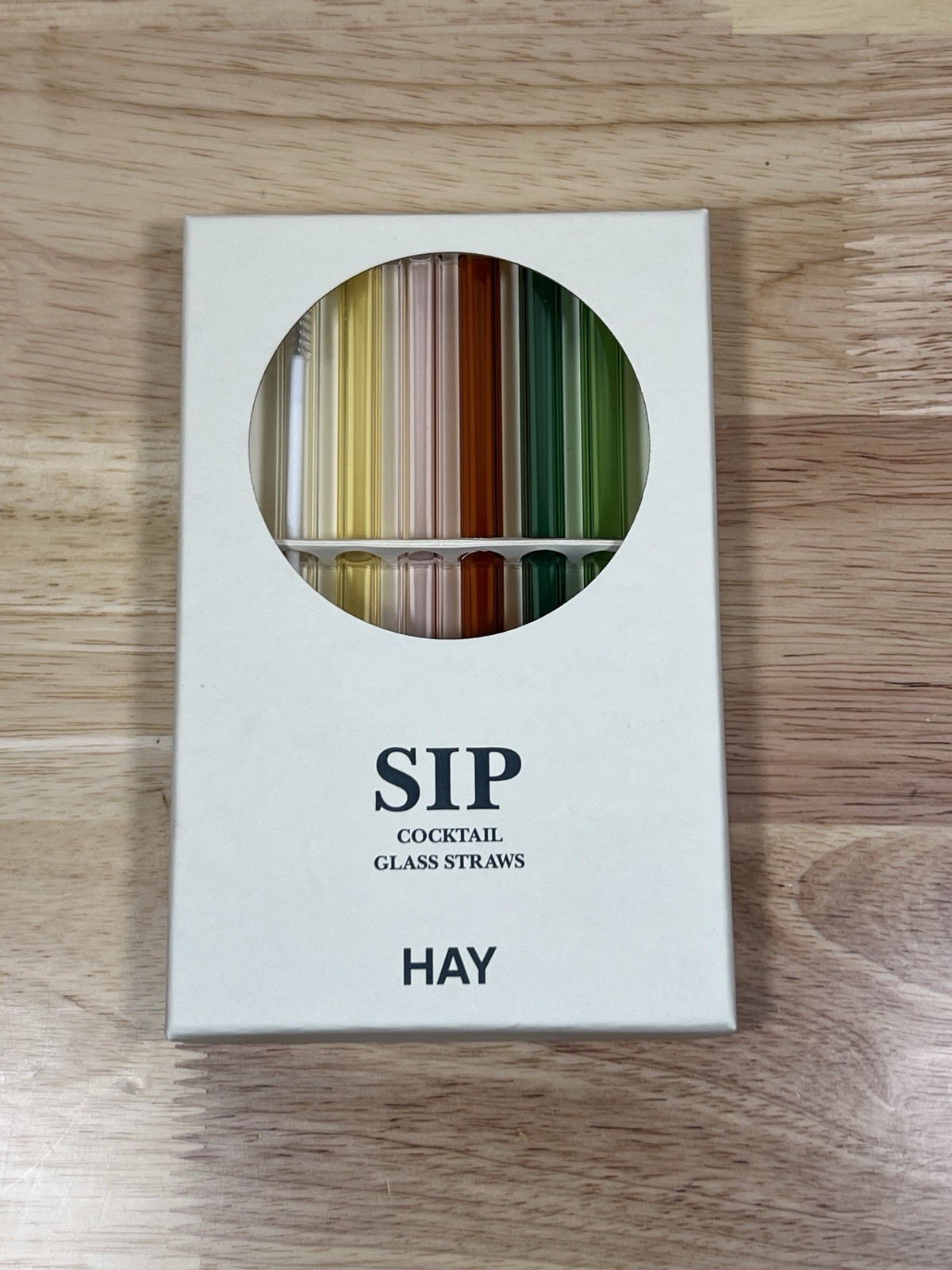 HAY Sip Handmade Reusable Glass Cocktail Straws Colorful Drinking Set Of 6 NEW