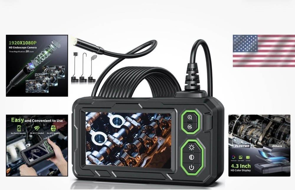 Endoscope Camera With Light, 4.3" Inspection Camera, 1920P HD (open Box).