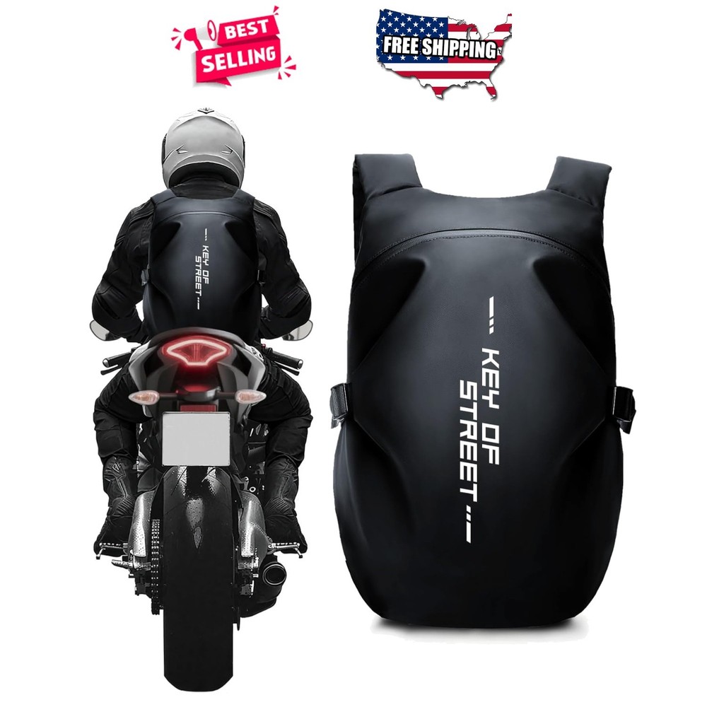 Motorcycle Backpack Black Small Waterproof Helmet Compartment Reflective For Men
