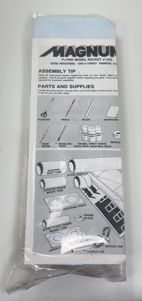NEW Estes Magnum 1422 Flying Model Rocket + Launch / Range Operations Kit VTG