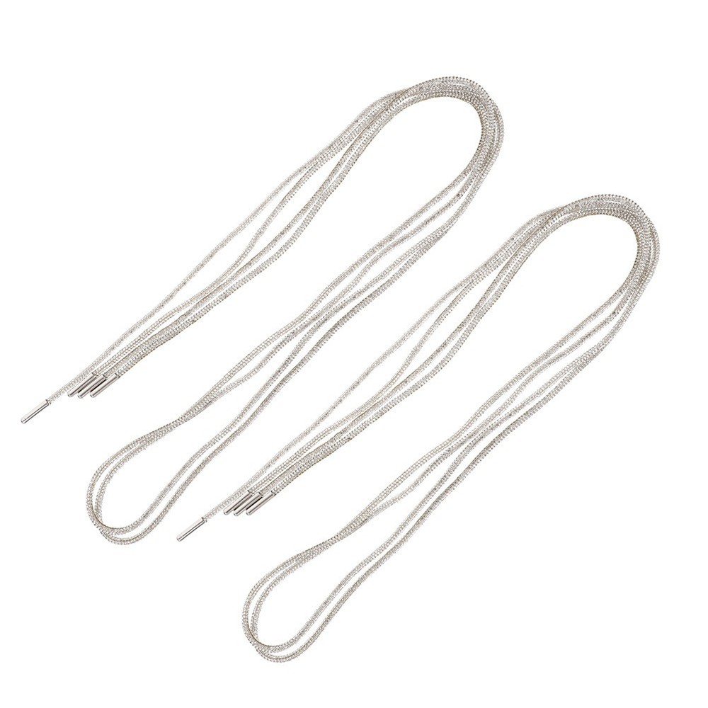 4 Pcs Sparkly Shoe Laces White Rhinestone Drawstring Cord Replacement