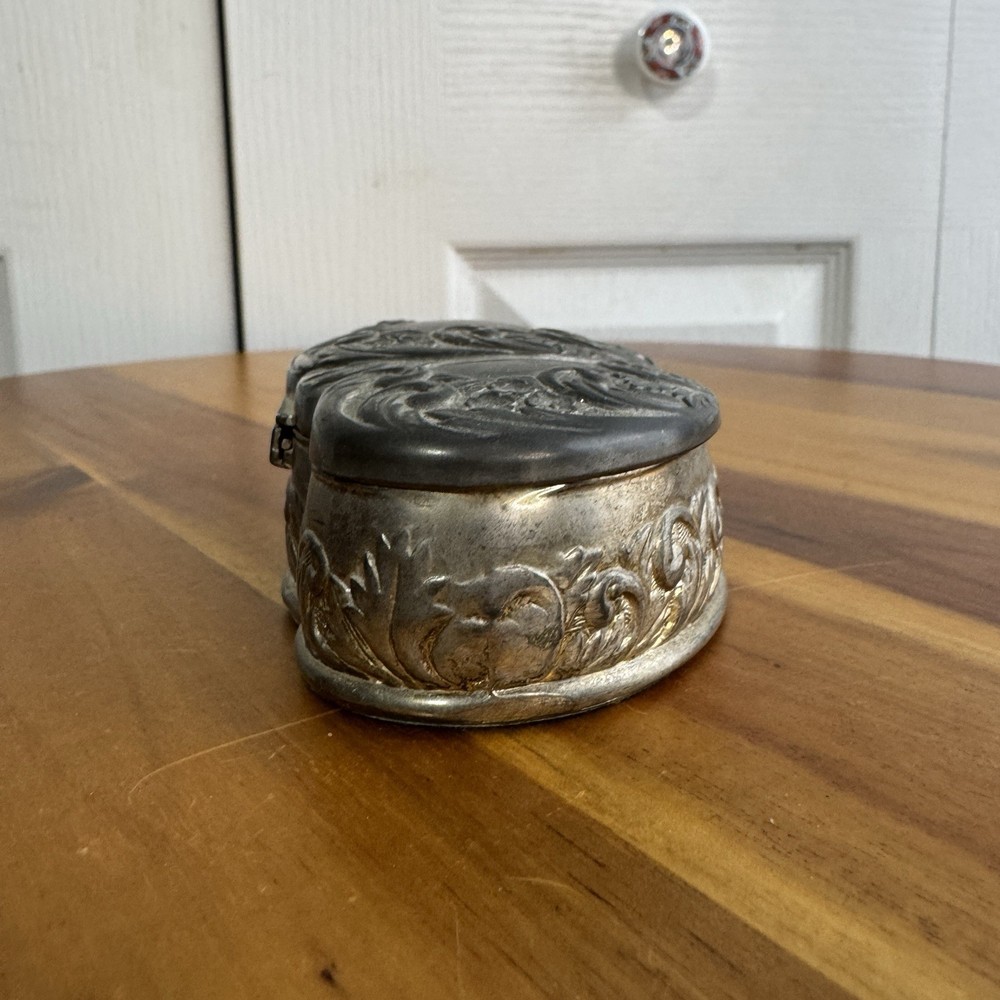 Vintage Godinger Silver Art Co LTD 2 Heart Silver Plate Trinket Jewelry Box Boho