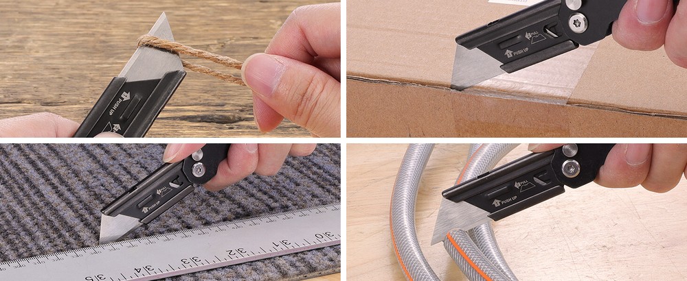 DURATECH Folding Pocket Utility Knife 2-Pack Set Stone Washed Quick Change Blade