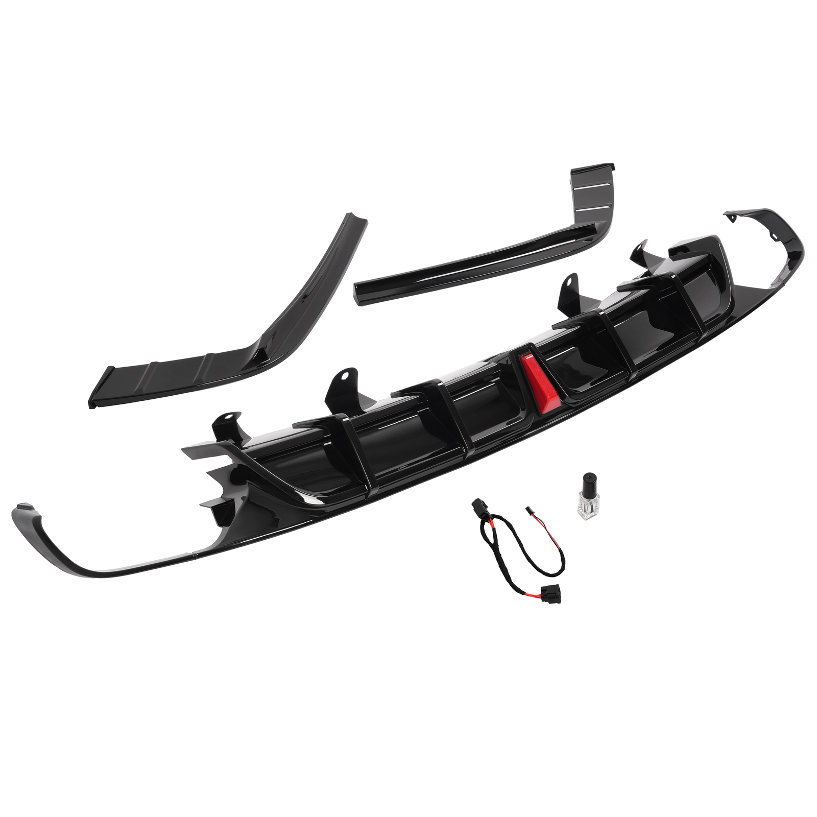 Fits 2018-2022 Honda Accord NEW Rear Bumper Diffuser & Light Glossy Black Trim