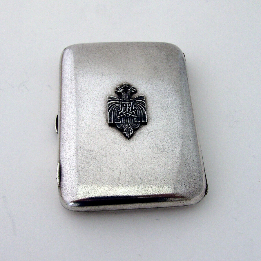 Cigarette Case Russian Double Headed Eagle Applied Crest