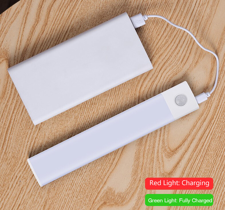 LED Motion Sensor Under Cabinet Closet Light USB Rechargeable Kitchen Lamp Strip