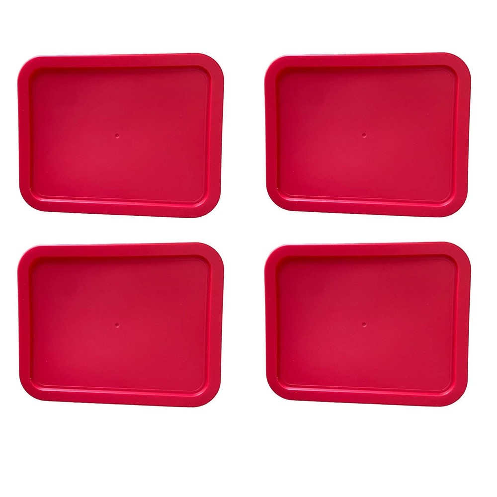 Replacement Lids for Pyrex 7210-PC Cover 3-Cup Rectangle Red 5.75x7.75" 4-Pack